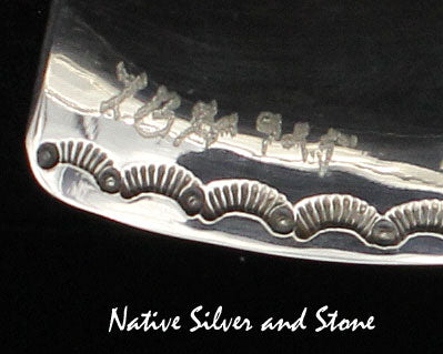 Z L Bruce Hodgins, Navajo (Deceased)<br>Bracelet - 1" Cuff<br>Anticlastic Sterling Silver<br>Double-Sided Overlay & Stamped<br>X Large 7-7/8"