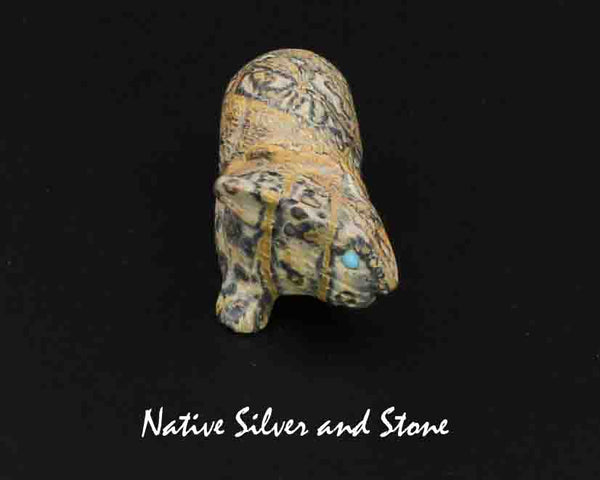Z Rabbit<br>Zuni Fetish Carving<br>Lance Cheama<br>Leopard Jasper<br>Turquoise Eyes