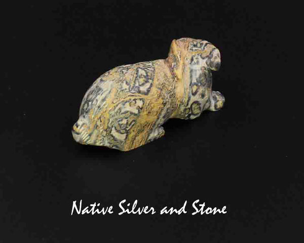 Z Rabbit<br>Zuni Fetish Carving<br>Lance Cheama<br>Leopard Jasper<br>Turquoise Eyes