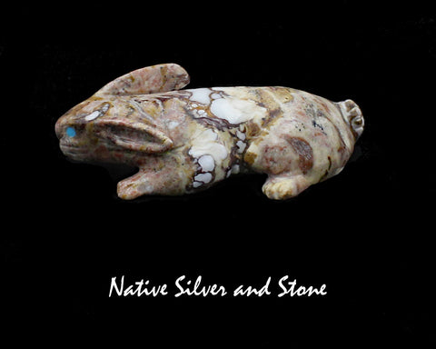 Z Rabbit<br>Zuni Fetish Carving<br>Lance Cheama<br>Appaloosa/Wild Horse/Mustang<br>Turquoise Eyes