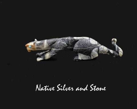 Z Mountain Lion<br>Zuni Fetish Carving<br>Lance Cheama<br>Picasso Marble