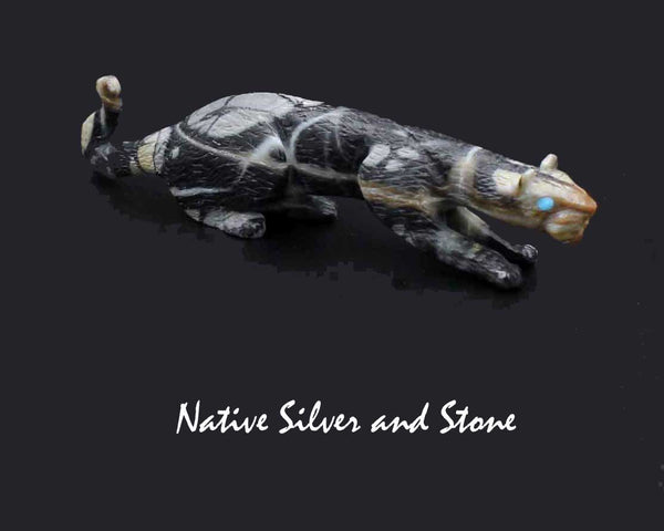 Z Mountain Lion<br>Zuni Fetish Carving<br>Lance Cheama<br>Picasso Marble