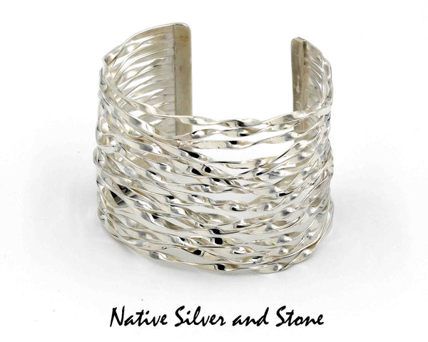 Lyle Piaso - Navajo<br>2" Bracelet - Cuff<br>Branch Wires<br>Sterling Silver <br>Size 6-5/16"
