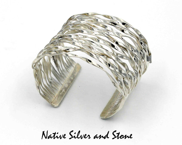 Lyle Piaso - Navajo<br>2" Bracelet - Cuff<br>Branch Wires<br>Sterling Silver <br>Size 6-5/16"