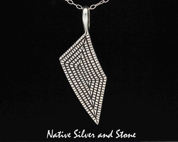 Z Elgin Tom - Navajo<br>1-3/8" Pendant<br>Maize - Vertical Freeform<br>Cast Sterling Silver