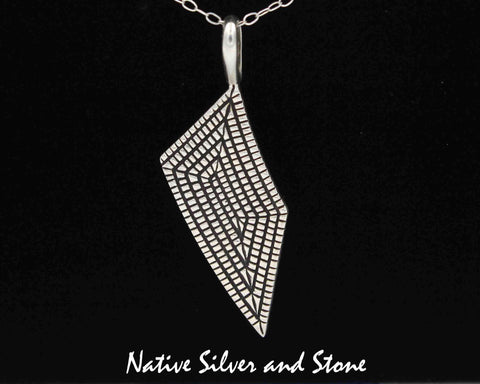 Z Elgin Tom - Navajo<br>1-3/8" Pendant<br>Maize - Vertical Freeform<br>Cast Sterling Silver
