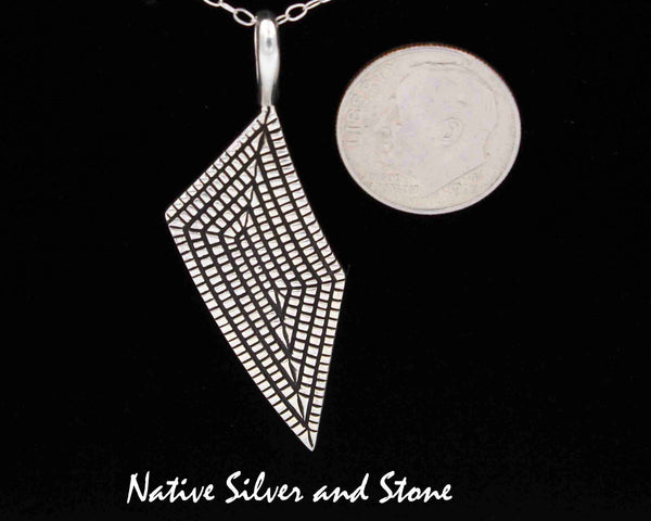 Z Elgin Tom - Navajo<br>1-3/8" Pendant<br>Maize - Vertical Freeform<br>Cast Sterling Silver