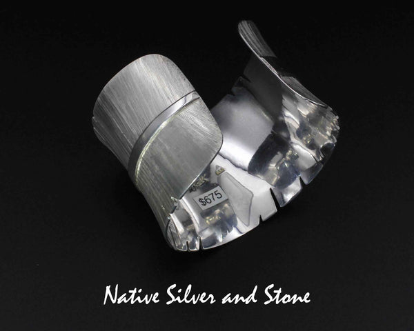 Michael Kirk - Isleta/Navajo<br>2" Bracelet - Cuff<br>Handmade Feather Design<br>Argentium Sterling Silver<br>Size 6-3/4"