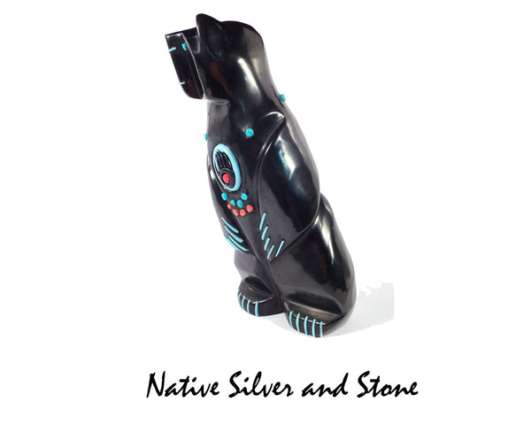 Z Bear-Standing Inlaid<br>Zuni Fetish Carving<br>Michael Laweka<br>Jet, Turquoise, & Coral