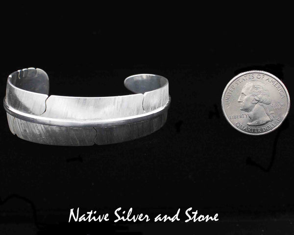 Z Michael Kirk - Isleta/Navajo<br>3/4" Bracelet - Cuff<br>Handmade Feather Design<br>Argentium Sterling Silver<br>Size 6-1/2"