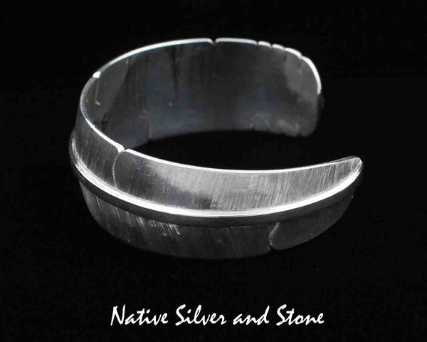 Z Michael Kirk - Isleta/Navajo<br>3/4" Bracelet - Cuff<br>Handmade Feather Design<br>Argentium Sterling Silver<br>Size 6-1/2"