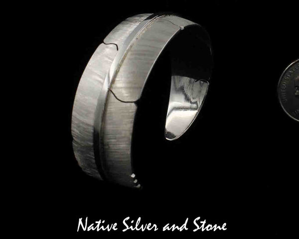 Z Michael Kirk - Isleta/Navajo<br>3/4" Bracelet - Cuff<br>Handmade Feather Design<br>Argentium Sterling Silver<br>Size 6-1/2"