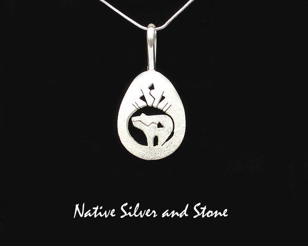 Z Myron Panteah - Zuni/Navajo<br>Teardrop Bear Pendant (Only)<br>Handmade Sterling with<br>Cut-out