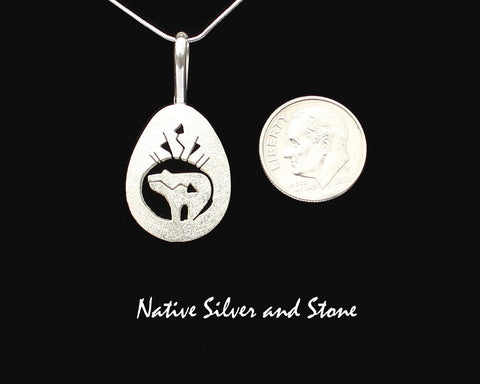 Z Myron Panteah - Zuni/Navajo<br>Teardrop Bear Pendant (Only)<br>Handmade Sterling with<br>Cut-out