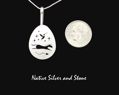 Z Myron Panteah - Zuni/Navajo<br>Teardrop Horse Pendant (Only)<br>Handmade Sterling with<br>Cut-out