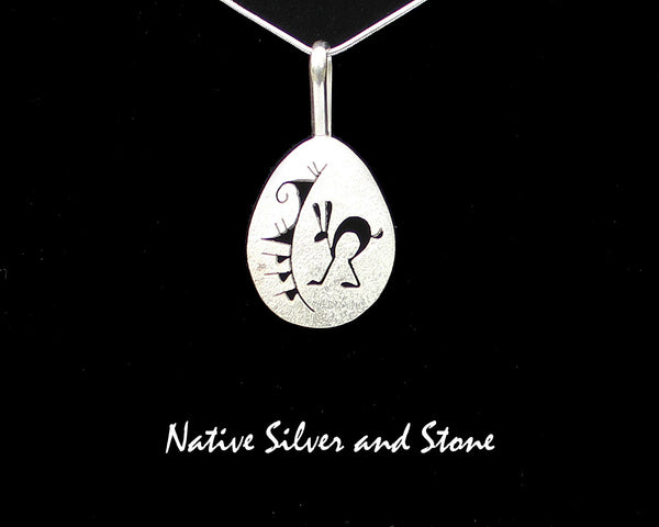 Z Myron Panteah - Zuni/Navajo<br>Teardrop Jack Rabbit Pendant (Only)<br>Handmade Sterling with<br>Cut-out