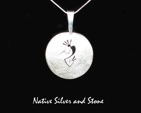 Z Myron Panteah (1966 - 2016)   Zuni/Navajo<br>Round Kokopelli Pendant (Only)<br>Handmade Sterling with<br>Cut-out