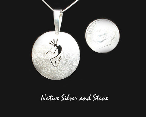 Z Myron Panteah (1966 - 2016)   Zuni/Navajo<br>Round Kokopelli Pendant (Only)<br>Handmade Sterling with<br>Cut-out