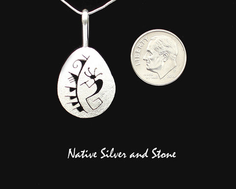 Z Myron Panteah (1966 - 2016)  Zuni/Navajo<br>Teardrop Kokopelli Pendant (Only)<br>Handmade Sterling with<br>Cut-out