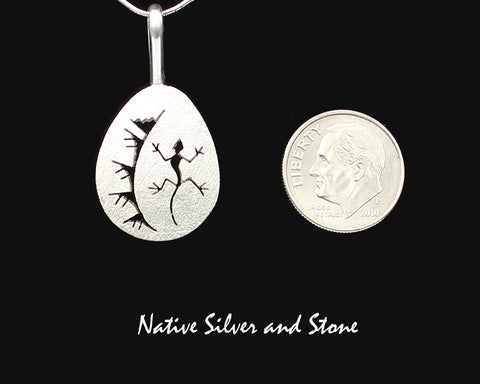 Z Myron Panteah - Zuni/Navajo<br>Teardrop Lizard Pendant (Only)<br>Handmade Sterling with<br>Cut-out