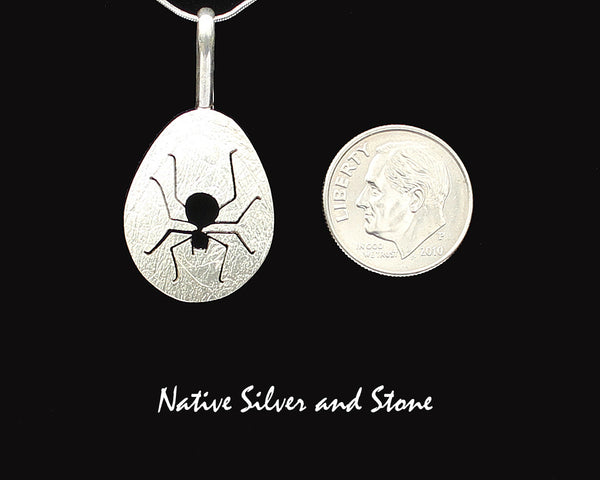Z Myron Panteah (1966 - 2016)   Zuni/Navajo<br>LAST ITEM<br>Teardrop Spider Pendant (Only)<br>Handmade Sterling with<br>Cut-out
