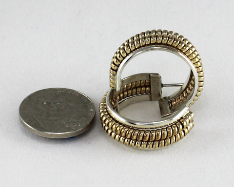 Z Tahe (Navajo Jewelry)<br>12K Gold Fill Hoop Earrings<br>Double Coil 1"H x 3/8"W