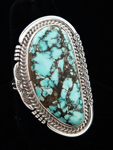 Z Miscellaneous Artist - John Nelson<br>Navajo Jewelry<br>Silver Ring - Blue Moon Turquoise<br>Size  9