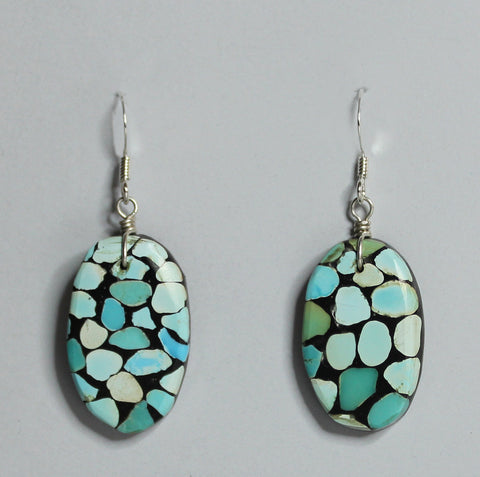 Z Dean Owen<br>Santo Domingo/Ke-Wa Jewelry<br>Earrings - French Wire Oval<br>Mosaic