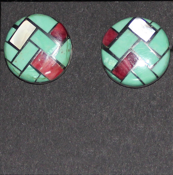 Rena Owen<br>Santo Domingo/Ke-Wa Jewelry<br>Earrings - Post/Stud Circles<br>Mosaic
