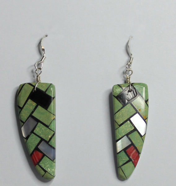 Z Rena Owen<br>Santo Domingo/Ke-Wa Jewelry<br>Earrings - French Wire "Tooth"<br>Mosaic