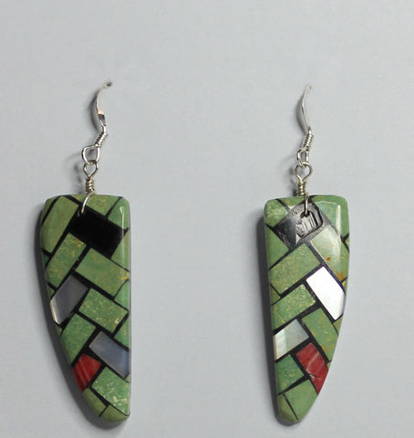 Z Rena Owen<br>Santo Domingo/Ke-Wa Jewelry<br>Earrings - French Wire "Tooth"<br>Mosaic