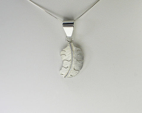 Z Michael Kirk (Isleta)<br>Pendant - Feather Petite<br>Etched and Cut<br> with 18" Silver Box Chain