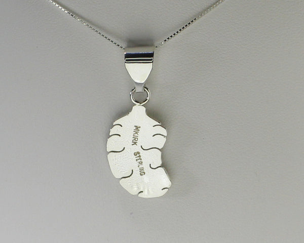 Z Michael Kirk (Isleta)<br>Pendant - Feather Petite<br>Etched and Cut<br> with 18" Silver Box Chain