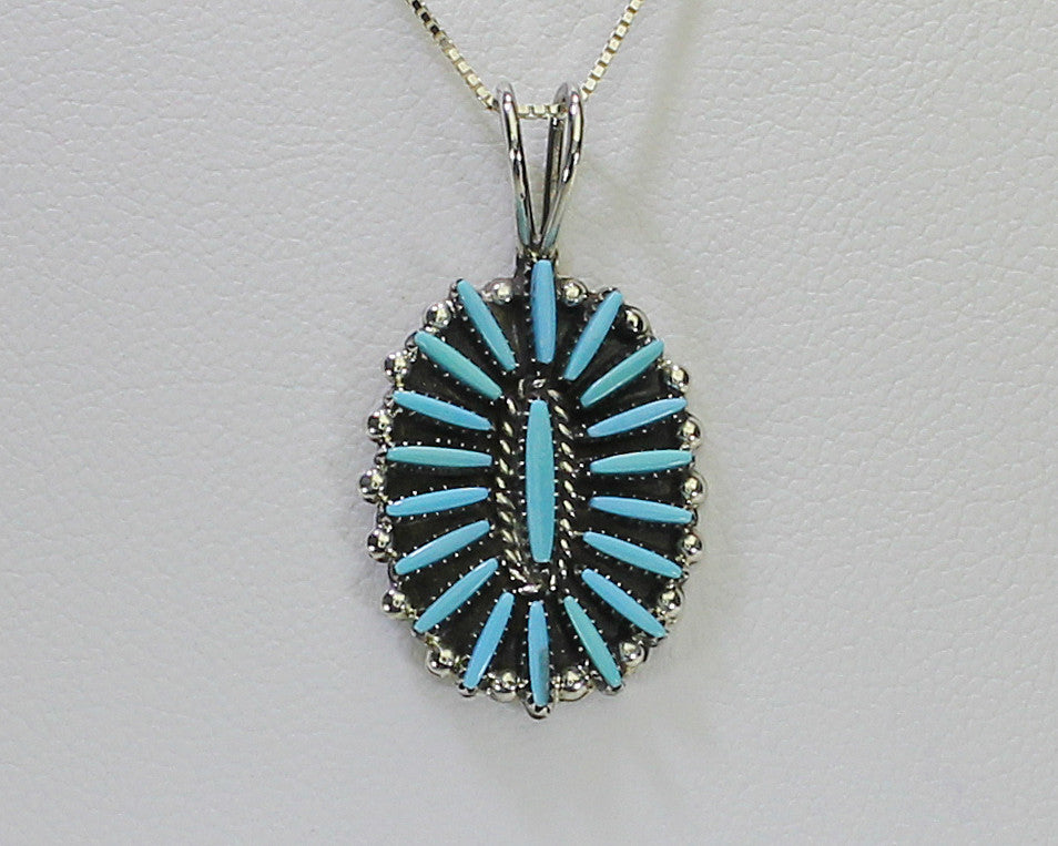 Zuni Turquoise Needle Point PendantNativeAmerican