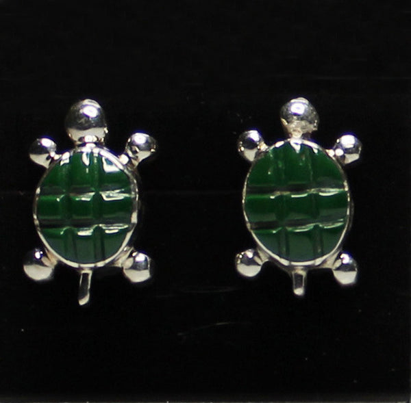 Z Miscellaneous Artist - Zuni Jewelry<br>Earrings - Post/Stud<br>Turtle-Waffle Cut<br>Set in Silver<br>Available in Various Colors/Stones