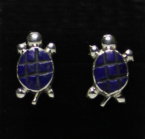 Z Miscellaneous Artist - Zuni Jewelry<br>Earrings - Post/Stud<br>Turtle-Waffle Cut<br>Set in Silver<br>Available in Various Colors/Stones