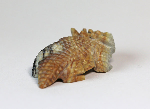 Z Horned Toad<br>Zuni Fetish Carving<br>Sedrick Banteah<br>Picasso Marble w Turquoise Accents