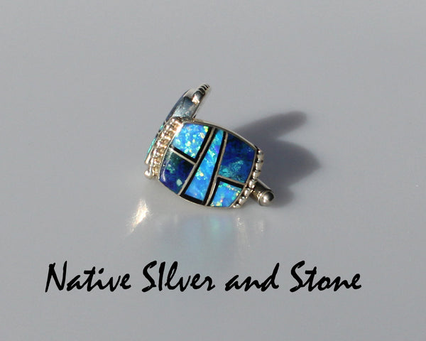 Nataanii - John Charley - Navajo<br>Cuff Links Multi-Inlay <br>Azurite, Opal, Onyx