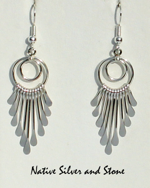 Z Miscellaneous Artist<br>Navajo Jewelry<br>Earrings - French Wire<br>Rings with Dangle Paddles Sterling Silver
