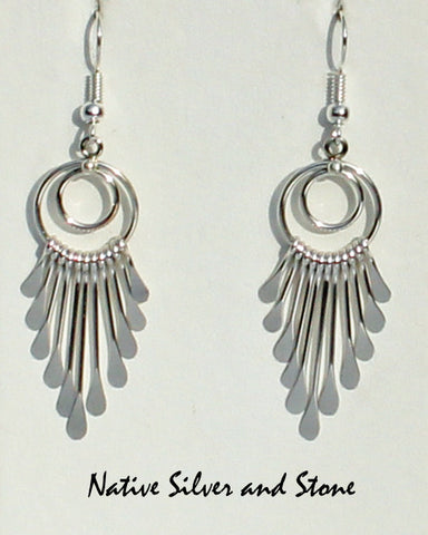 Z Miscellaneous Artist<br>Navajo Jewelry<br>Earrings - French Wire<br>Rings with Dangle Paddles Sterling Silver