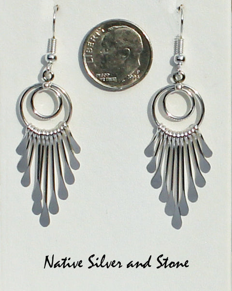 Z Miscellaneous Artist<br>Navajo Jewelry<br>Earrings - French Wire<br>Rings with Dangle Paddles Sterling Silver