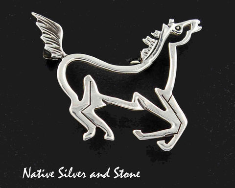 Z Navajo Jewelry - Pin<br>Running Horse<br>Sterling Silver