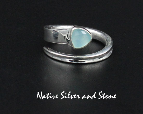Z Navajo<br>RGCH<br>Ring<br>Faceted Chalcedony Triangle<br>Dinner Ring<br>Sterling Silver<br>Size 8