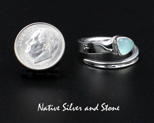 Z Navajo<br>RGCH<br>Ring<br>Faceted Chalcedony Triangle<br>Dinner Ring<br>Sterling Silver<br>Size 8