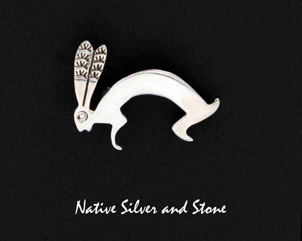 Z Navajo Jewelry - Pin<br>Jack Rabbit<br>Sterling Silver with Stamping