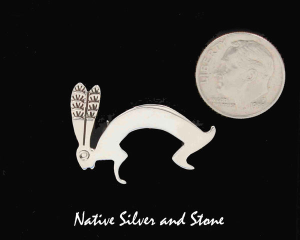 Z Navajo Jewelry - Pin<br>Jack Rabbit<br>Sterling Silver with Stamping
