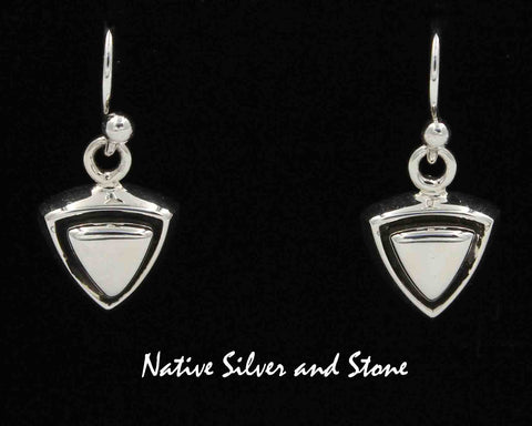 Z Miscellaneous Artist - Navajo<br>Earrings- French Wire<br>Cast Oxidized Sterling<br>Small Triangle Design