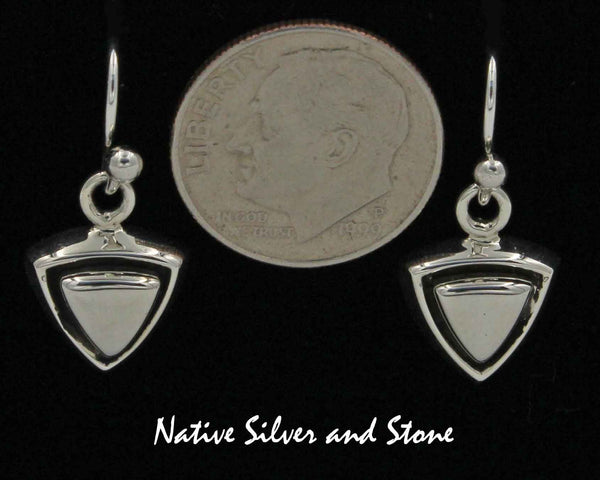 Z Miscellaneous Artist - Navajo<br>Earrings- French Wire<br>Cast Oxidized Sterling<br>Small Triangle Design