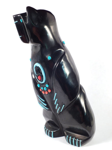 Z Bear-Standing Inlaid<br>Zuni Fetish Carving<br>Michael Laweka<br>Jet, Turquoise, & Coral