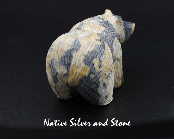 Z Bear on Fours<br>Zuni Fetish Carving<br>Paulette & Farlan Quam <br>Picasso Marble<br>Medium-Large